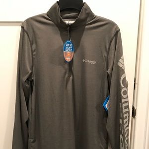 Men’s half zip long sleeve shirt.